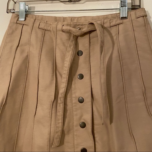 Free People Tan Leather Button-up Skirt - Picture 7 of 8